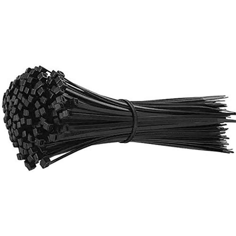7.6x300mm Nylon Black Self-Locking Nylon Cable Tie (Pack of 100)