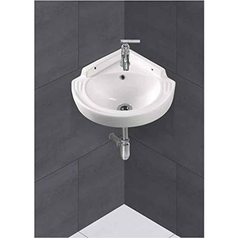 Generic Ceramic Crystal White Wall Mounted Table Top Wash Basin (Dimension L 400 X W 400 X H 140 Mm) Glossy Finish/Super White Color