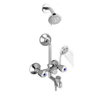 Mayur Ocich Tri 3 Pcs Brass Chrome Plated 3 In 1 Wall Mixer Set with M-Flow & 5-Flow Handshower