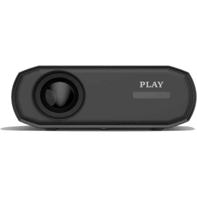 PLAY MK Pro Black Grey Native Full HD 1080p 16000lm 360 deg Rotation Electronic Zoom Dual Speaker Wireless Remote Portable Projector