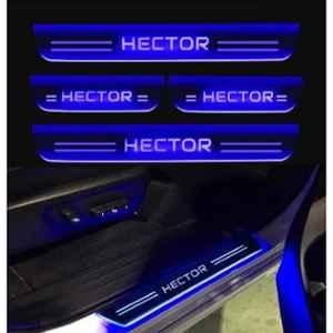 SureStrive 4 Pcs Acrylic Car Side Footstep Set with Blue LED Door Sill Scuff Plate for MG Hector All Model