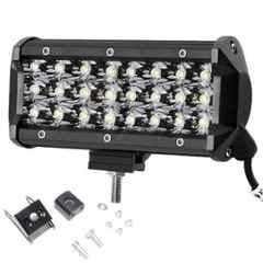 AllExtreme EX24FW1 24 LED 72W 7.5 inch White Waterproof Spot Beam Cube Fog Light Bar with Mounting Bracket