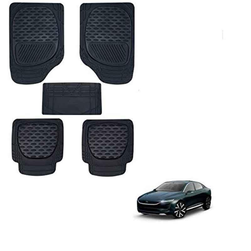 Kozdiko 6255 5 Pcs Rubber & PVC Black Heavy Car Foot Mat Set for Tata Evision