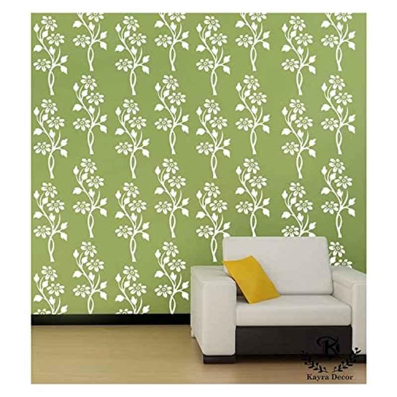 Kayra Decor 16x24 inch PVC Floral Wall Design Stencil, KHS346