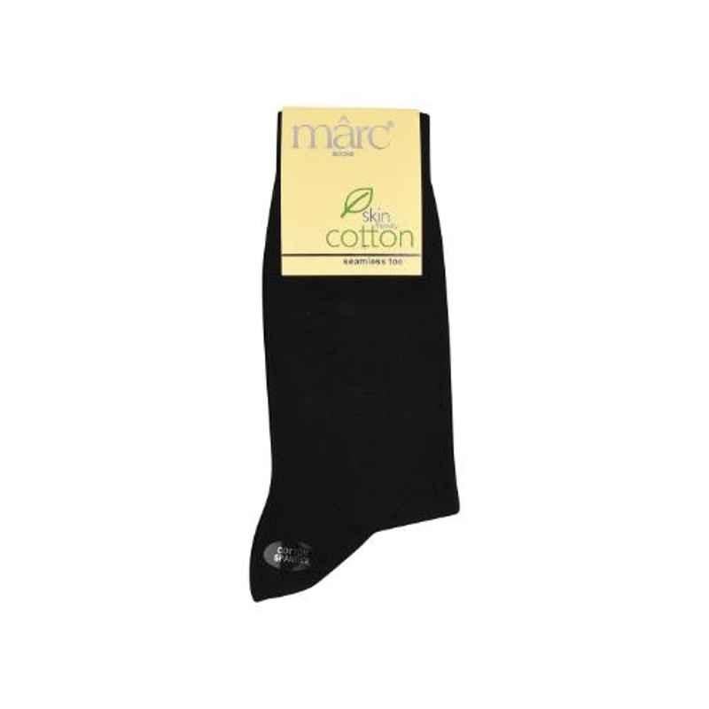 Marc Vintage Black Cotton Spandex Plain Socks for Men, 1098-00B