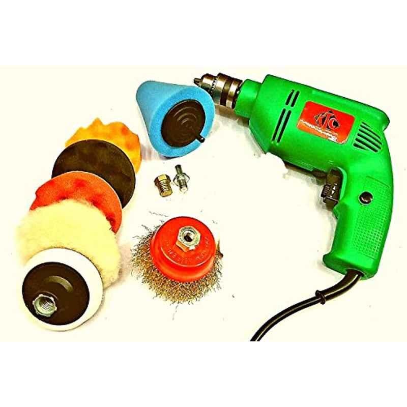 Krost 10Pcs 3 inchPolishing,Drilling & Detailing Kit Combo With Assorted Polishing Accessories For Cars And Motorbikes With 10mm Drill Machine