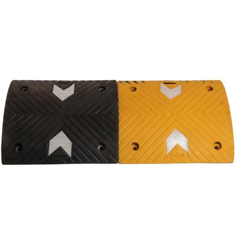 Ladwa 3m 75mm Rubber Black & Yellow High Visibility Road Hump Safety Speed Breaker, LDW-ROADHUMP-75MM