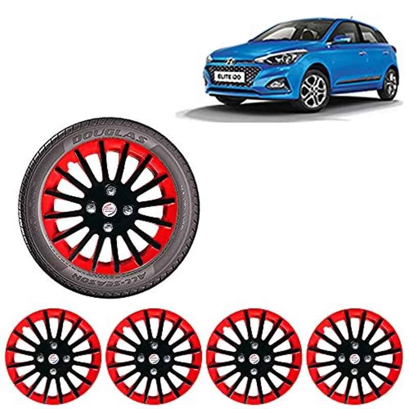 Auto Pearl 4 Pcs 14 inch ABS Red & Black Car Wheel Cover Set for Hyundai i20 Elite2018