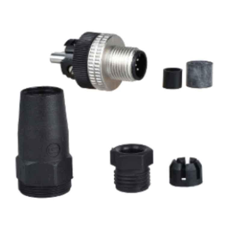 Schneider 3A M12 5 Pin Male Straight Connector, XZCC12MDM50B