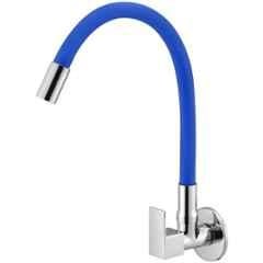 Prestige Orion Brass Chrome Finish Blue Flexible Sink Cock with Wall Flange