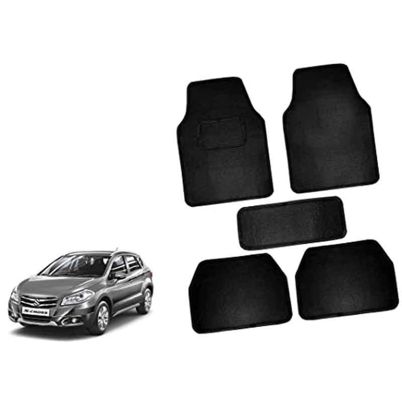 Auto Pearl 5 Pcs Polyester Black Car Floor Carpet Set for Maruti Suzuki S Cross