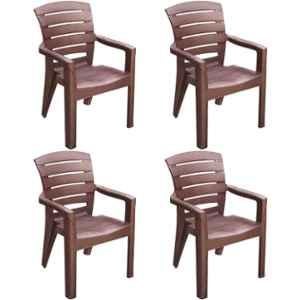 Maharaja Singham-101 Plastic Teakwood Heavy Duty Comfortable Chair with 200kg Arm Rest for Home, Cafe & Restaurant (Pack of 4)