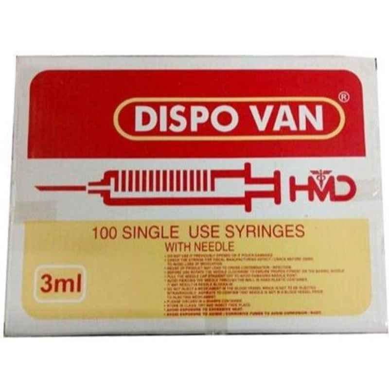 Dispo Van 3ml Single Use Syringe With needle (Pack of 50)