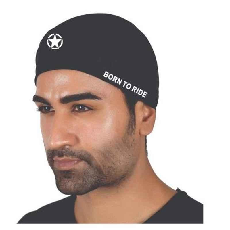 Just Rider Black Cotton Under Helmet Skull Cap for Men, Women & Kids