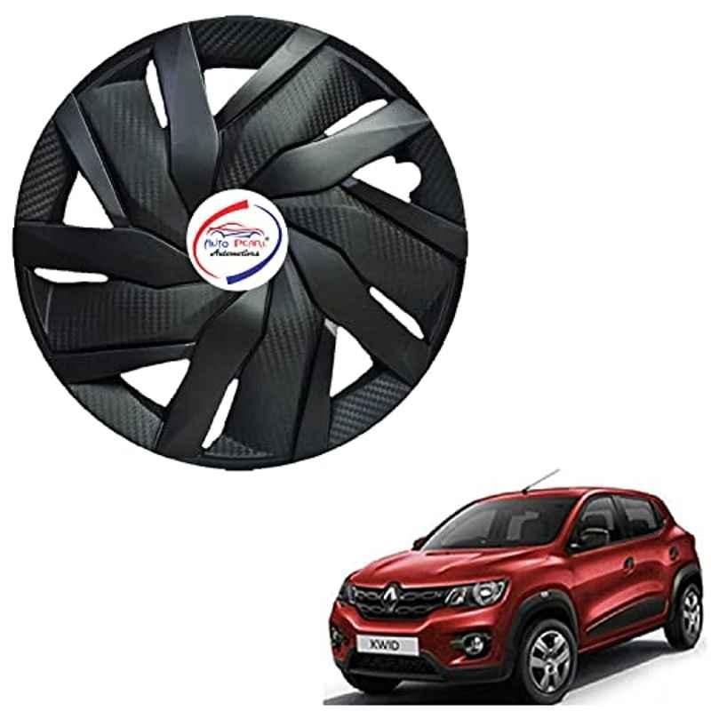 Auto Pearl 4 Pcs 13 inch ABS Black EGLS27 Hubcap Wheel Cover Set with Retention Ring for Renault Kwid