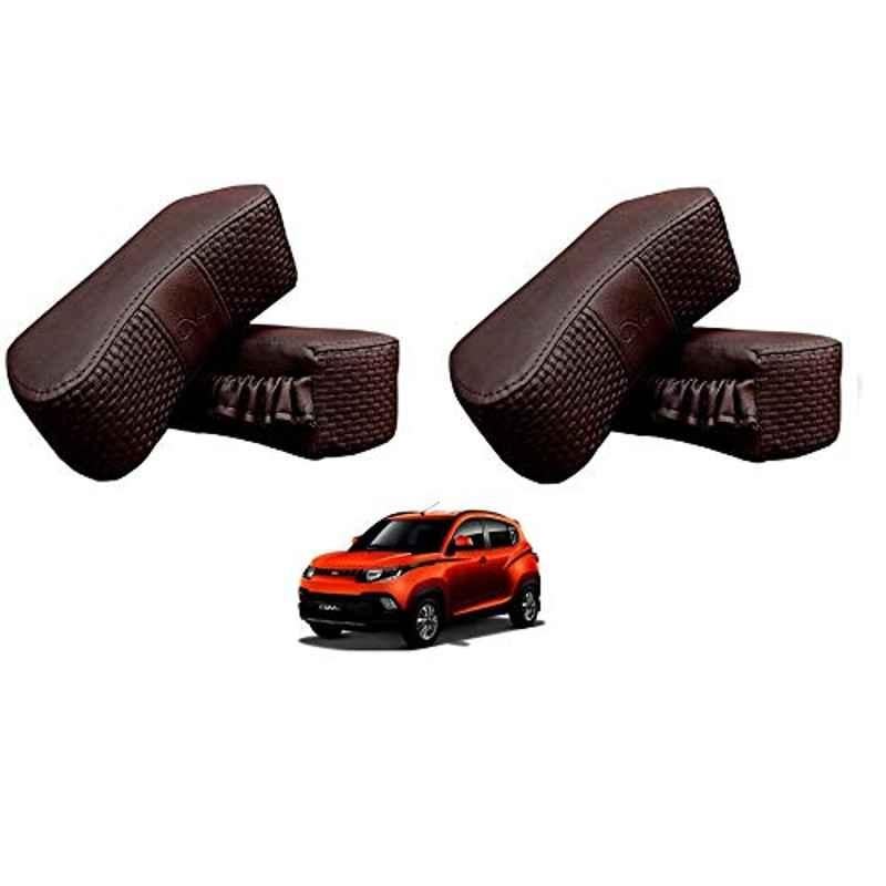 Kozdiko 4 Pcs CV Designer Cola Leatherite Neck Rest Car Cushion Pillow Set for Mahindra KUV 100