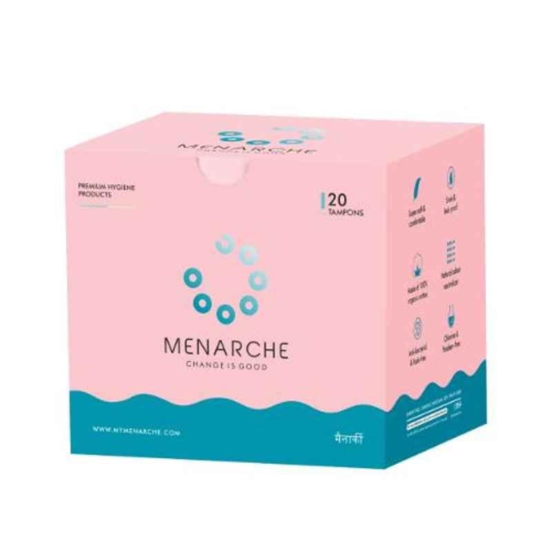 Menarche 20 Pcs Regular Flow Premium Organic Cotton Tampon Set, MTP001