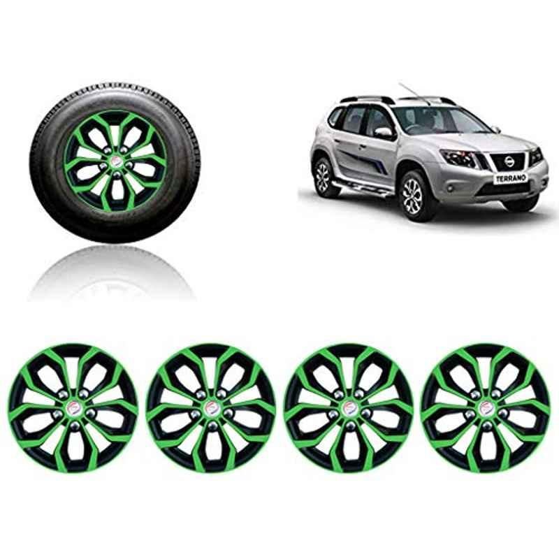 Auto Pearl 4 Pcs 15 inch ABS Green & Black Car Wheel Cover Set for Mahindra Xylo