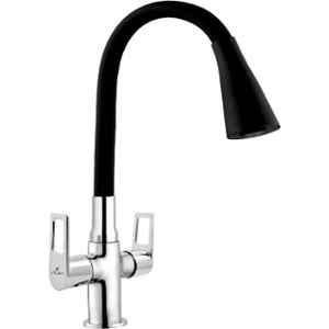 Cliquin Espirion Brass Chrome Deck Mounted Center Hole Basin Mixer with Black Dual Flow Flexible Spout