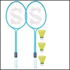STYRKR Alloy Steel Multicolour Badminton Racquet Set of 2 Steel Frame with Shuttlecock 3 25 Badminton Kit