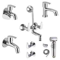 IRIS 7 Pcs Brezza Stainless Steel Silver 2-in-1 Wall Mixer Bathroom Fitting Set