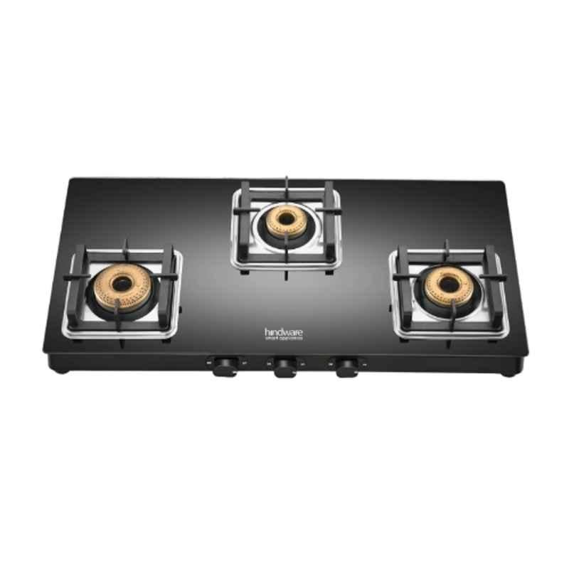 Hindware Arsenio 3B AI Glass Top Cooktop with 3 Brass Burner & Automatic Ignition, CT 100230