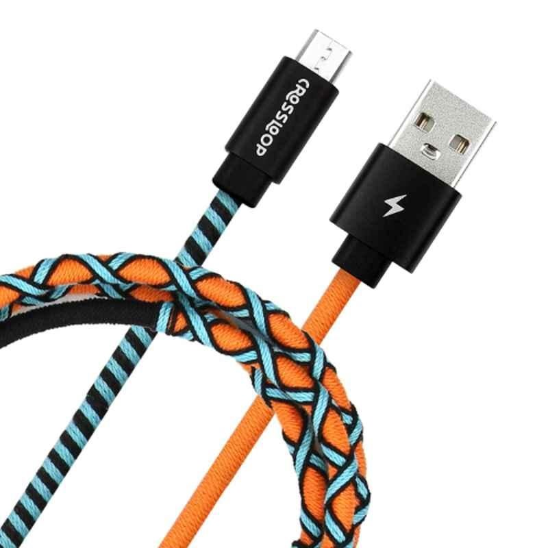 Crossloop 2.4A 1m Orange, Blue & Black Micro USB Cable, CSLM01