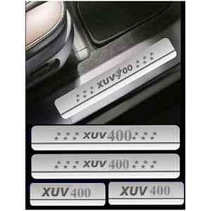 SureStrive 4 Pcs Stainless Steel Silver Footstep Sill Plate Set without LED for Mahindra Xuv-400 All Model