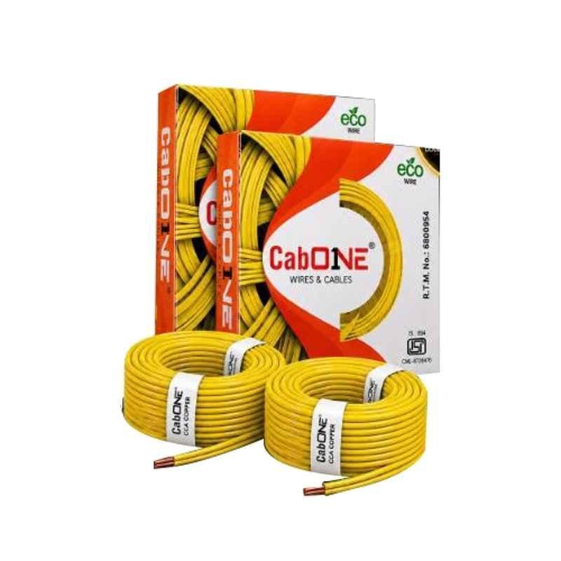 CabONE 1 Sqmm Yellow FR PVC Insulated Multistrand Copper Cable, Length: 90 m (Pack of 2)