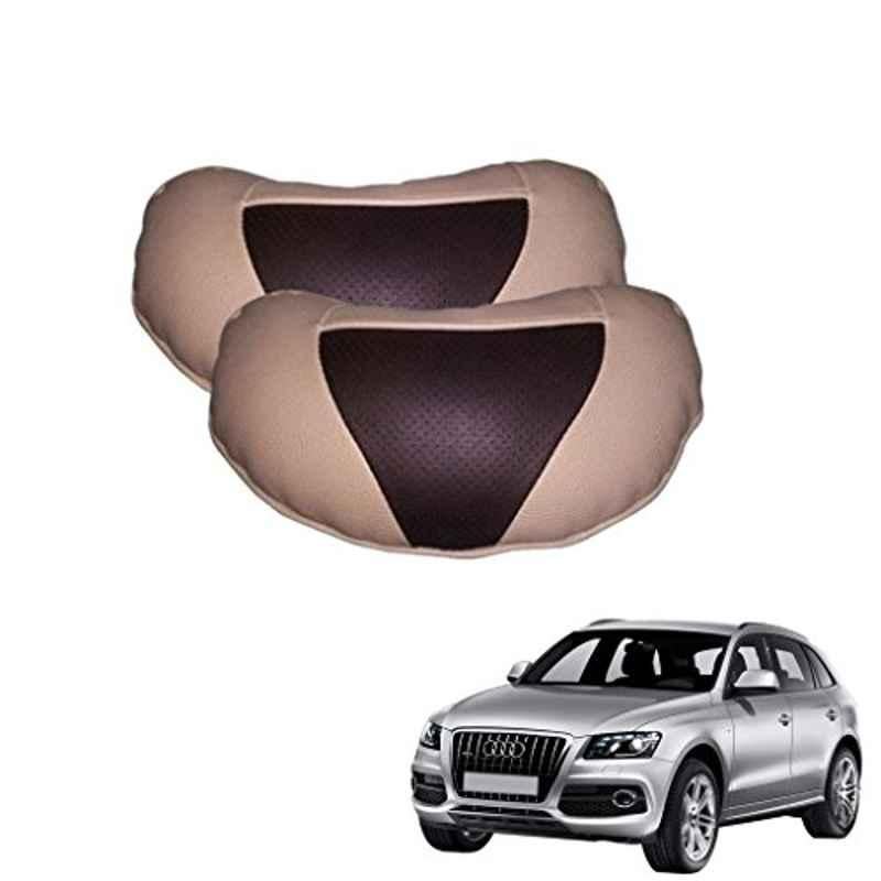 Kozdiko 2 Pcs Brown & Beige Neck Rest Set for Audi Q5, koz_38911