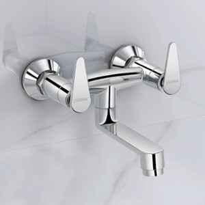 Plantex Pure Brass LEA-716 Non Telephonic Wall Mixer with Water Saving Faucet Nozzle/Mixer Tap for Bathroom with Brass Wall Flange-7 Year Warranty Plantex (Mirror Chrome)