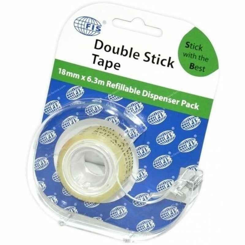FIS Double Stick Tapes with Hanger, FSTA091863DS, 18 mmx6.3 m, Clear