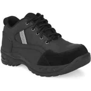 Ozarro Leather Steel Toe Black Safety Shoes, S4424, Size: 6