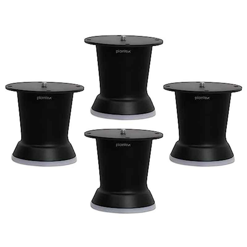 Plantex 3 inch Stainless Steel Black Sofa Legs with Rubber Grip (Pack of 4)