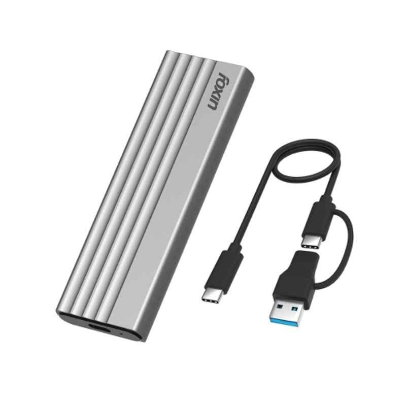 Foxin N2 Express Aluminium M2/M.2 NVMe & SATA SSD Enclosure Case with 4TB Storage, USB 3.2, PCIe NVMe & SATA Reader & Fast Transfer Speed Up to 10Gbps