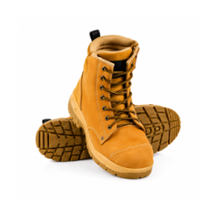 Mallcom Scar Wheat Nubuck Leather Double Density PU Midsole Steel Toe Cap Wheat High Ankle Safety Shoe, Size: 7