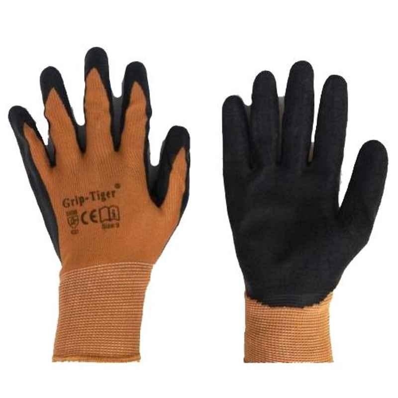 SSWW Brown Shell with Black Rubber Crinkle Palm Coated Gloves