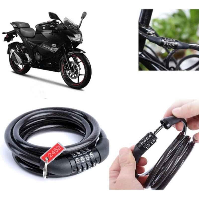 Auto Pearl PVC & Plastic Black Combination Cable Lock for Gixxer SF