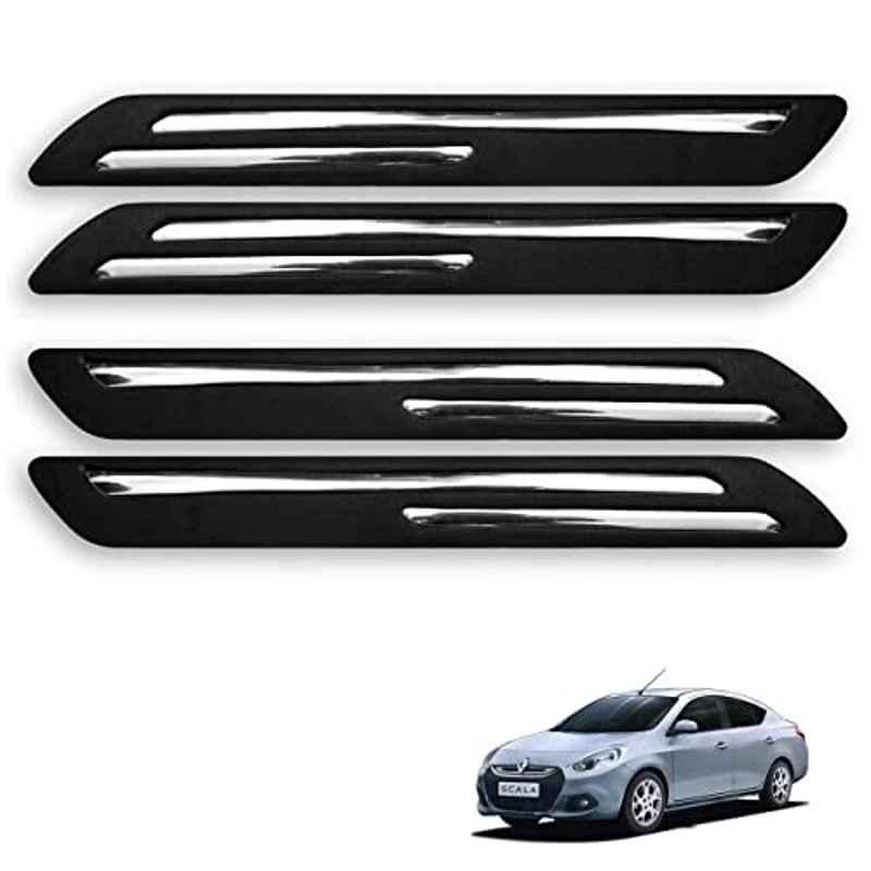 Kozdiko 4 Pcs Rubber Black Double Chrome Strips Car Bumper Protector Guard Set for Renault Scala