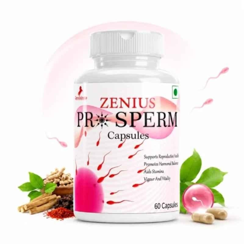 Zenius India 60 Pcs Pro Sperm Capsule with Shatavari, Javitri, Tulsi, Swarna Bhasma, Abhrak Bhasma & Makardhwaj for Mens Reproductive Health