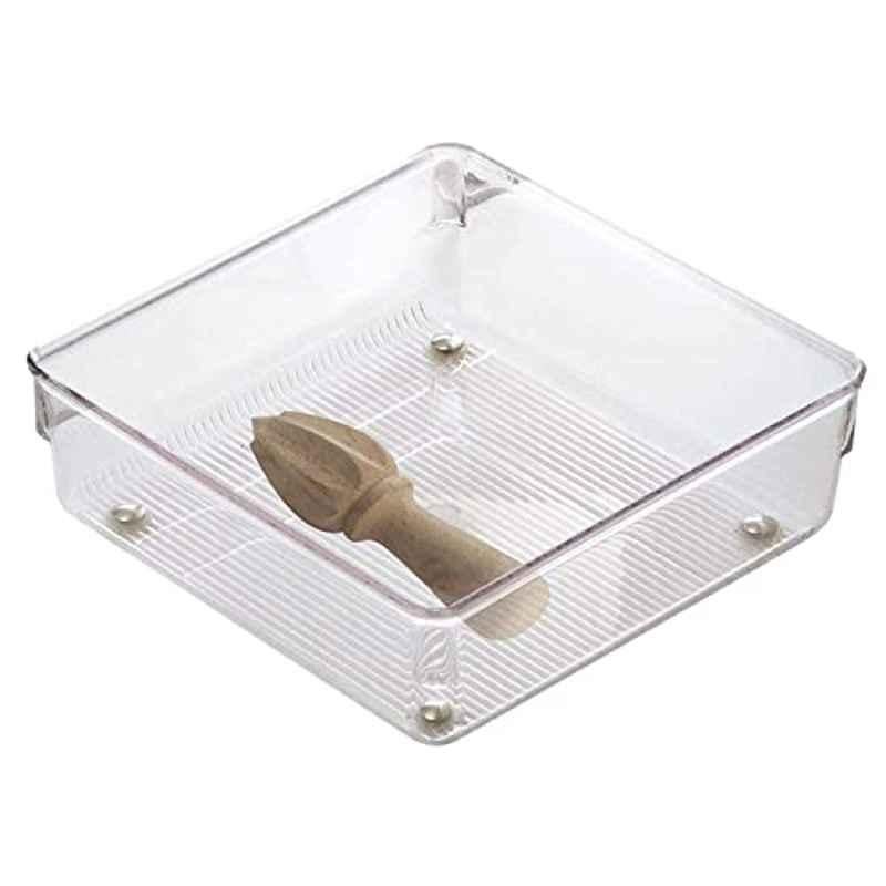 Interdesign 6x6x2 inch Plastic Clear Linus Drawer Organizer, 110782