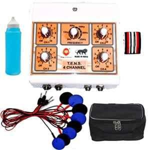 Narayani Traders 4 Channel White Mini Electrotherapy TENS Machine with 8 Electrodes Pads