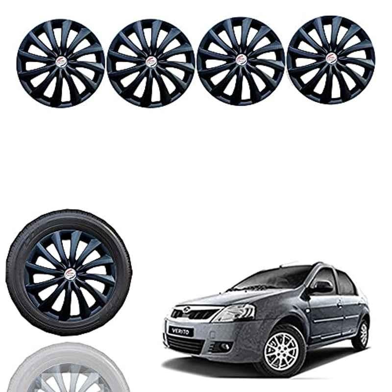Auto Pearl 4 Pcs 14 inch Black Press Fitting Wheel Cover Set for Mahindra Verito