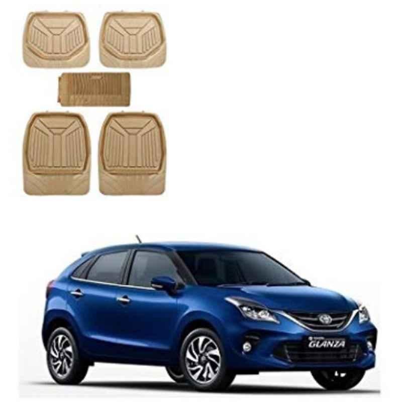 Kozdiko 5 Pcs Rubber Beige 3G Rubber Mat Set for Toyota Glanza