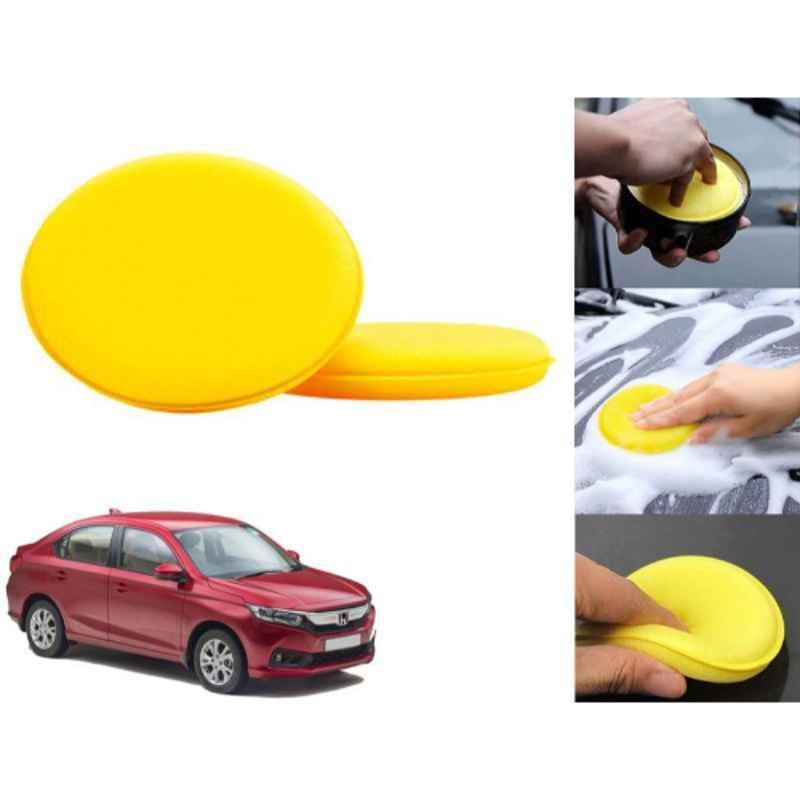 Auto Pearl Polyurethane Beige Washing & Waxing Polish Foam Sponge for Amaze T2 2016-2018 (Pack of 2)