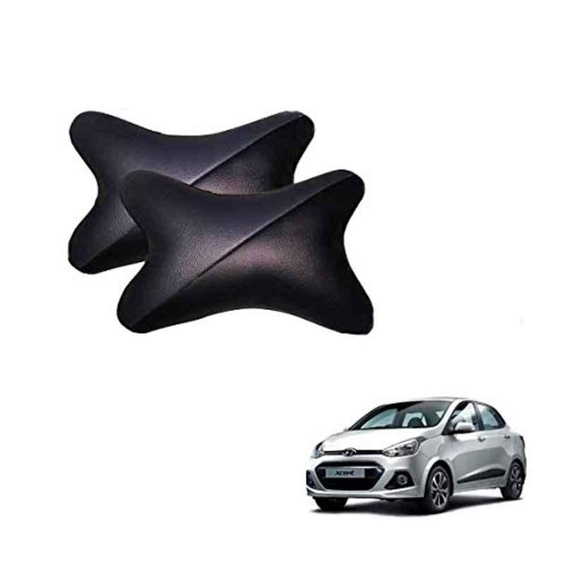 Kozdiko 2 Pcs Memory Foam Grey & Black Car Neck Rest Cushion Pillow Set for Hyundai Xcent
