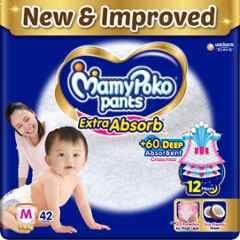 Mamy Poko 42 Pcs Extra Absorb Diapers Pant Packet, Size: Medium