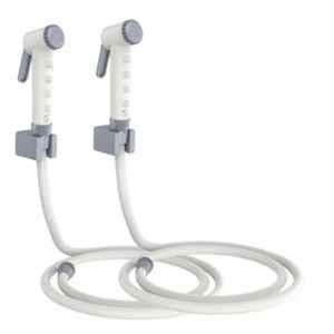 RN Grey White.2 Health Faucet Set with Hose Pipe & Wall Holder for Toilet Cleaning (Pack of 2)