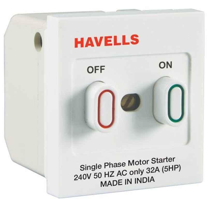 Havells Oro 32A Polycarbonate Pure White Motor Starter, AHOO323204