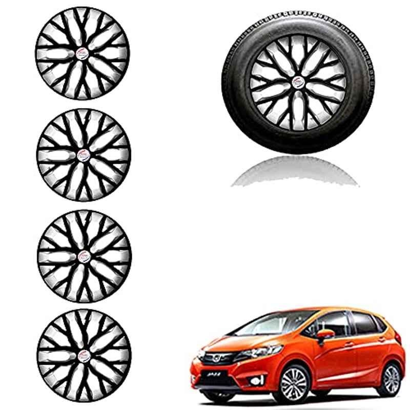 Auto Pearl 14 inch ABS Black & Silver Press Type Car Hub Cap Wheel Cover for Jazz 2015 E